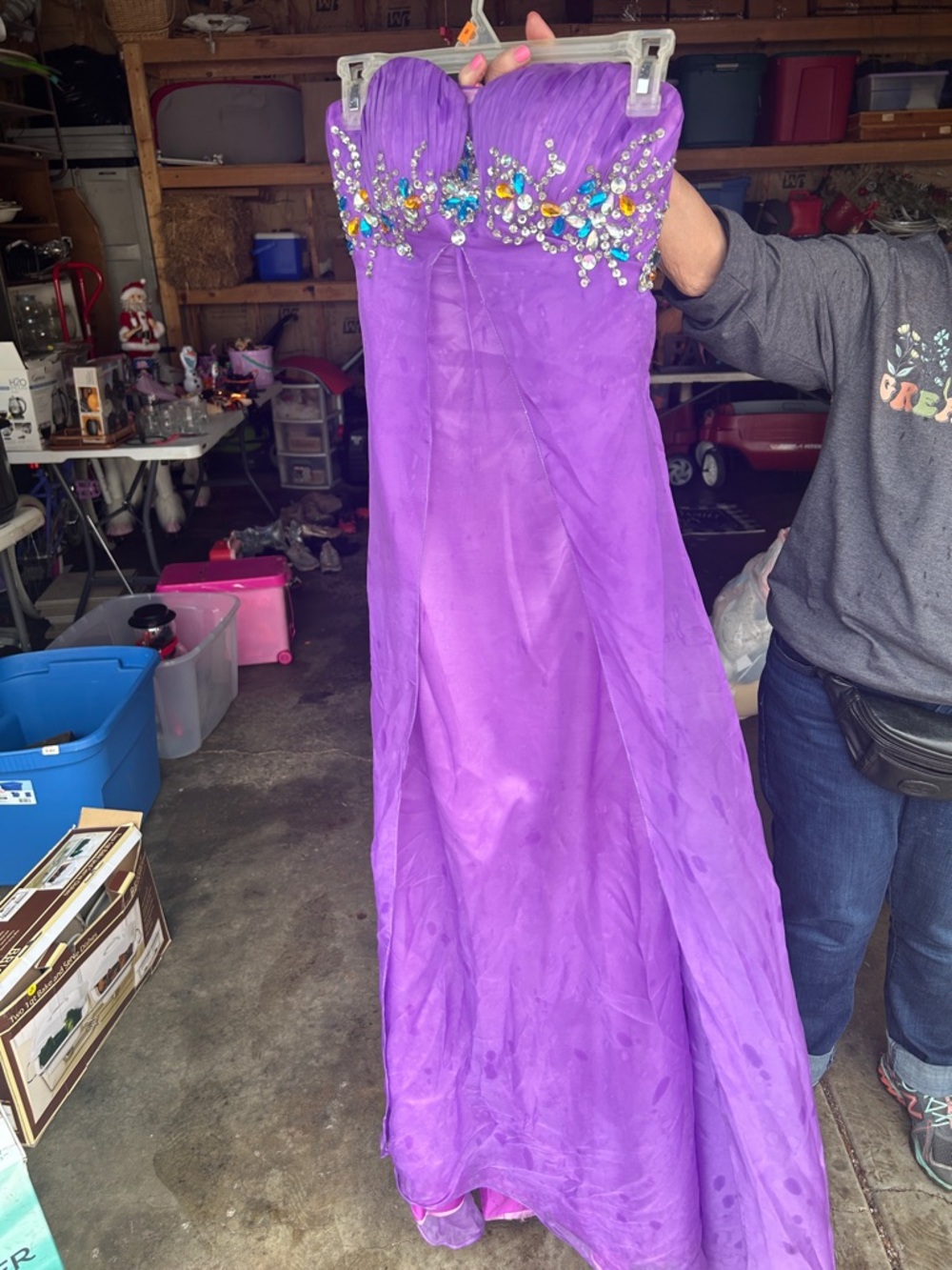Strapless Purple Prom Dress with Jeweled Bodice